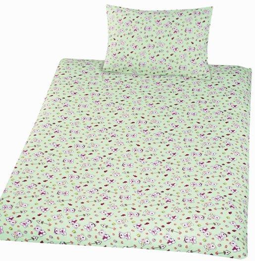 Levně Hybler textil Povlečení bavlna do postýlky Méďa krmítko zelená 90x130, 45x60 cm
