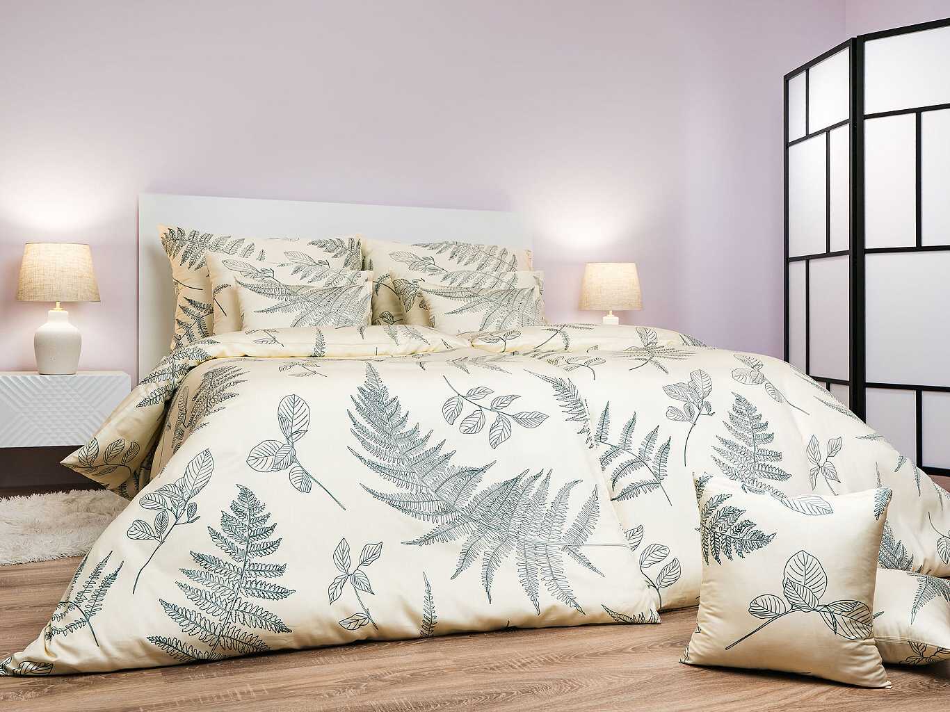 Dadka Povlečení satén Kapradí banán Varianta: Povlečení satén Kapradí banán 140x200, 70x90 cm