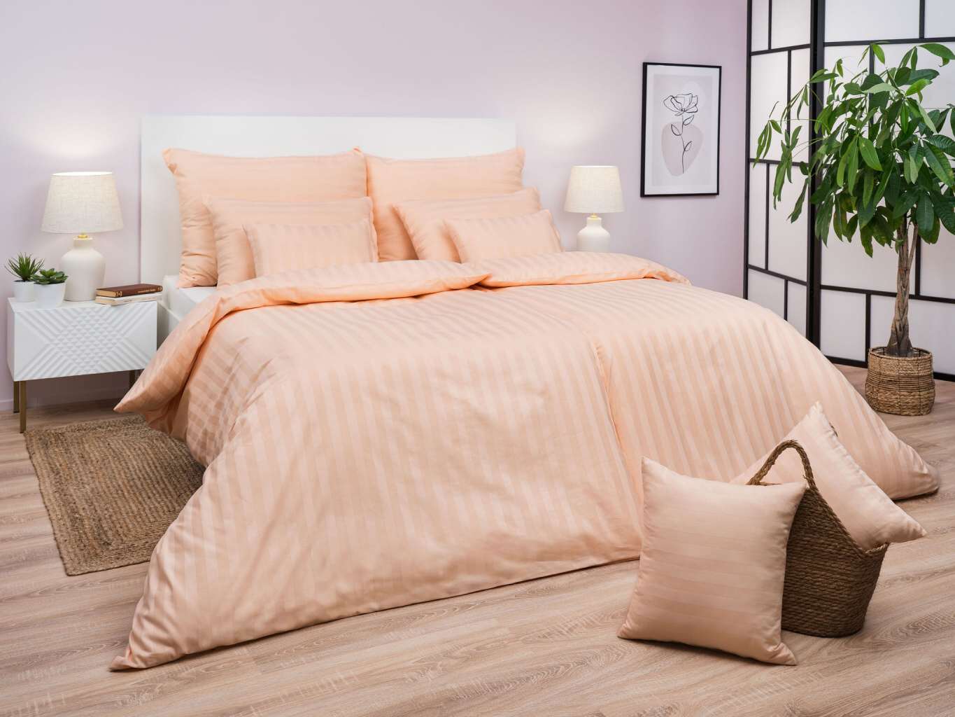 Dadka Povlečení atlas grádl béžový proužek 20 mm Varianta: Povlečení atlas grádl béžový proužek 20 mm 140x200, 70x90 cm