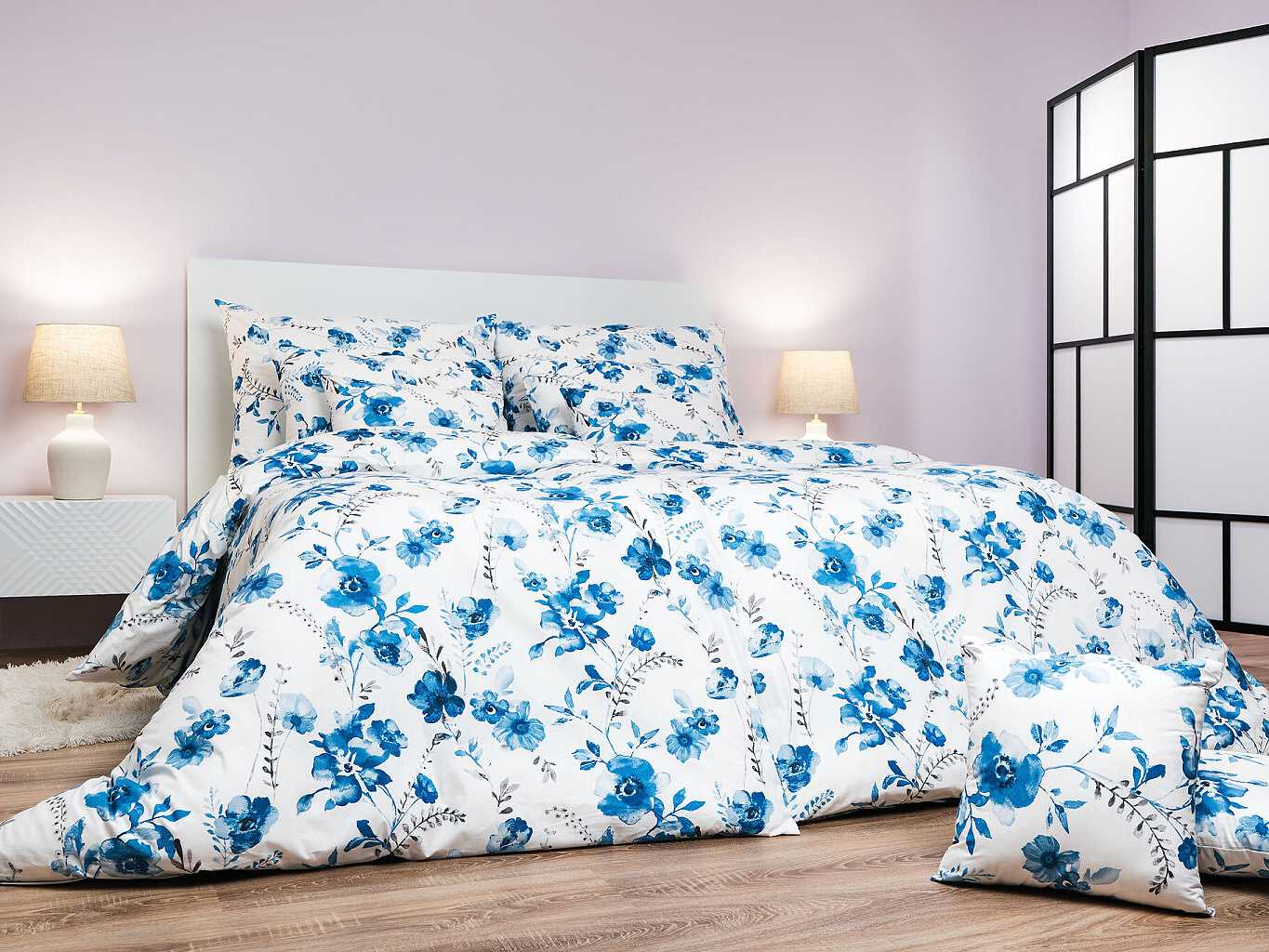 Dadka Povlečení bavlna Kvítí modré na bílém Varianta: Povlečení bavlna Kvítí modré na bílém 140x200, 70x90 cm