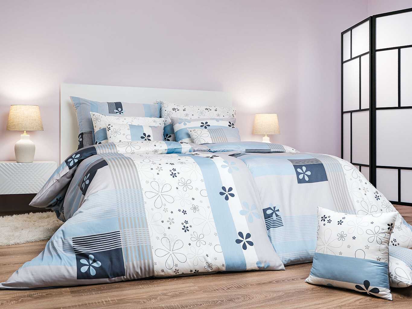 Dadka Povlečení satén Flér šedomodrá Varianta: Povlečení satén Flér šedomodrá 140x200, 70x90 cm