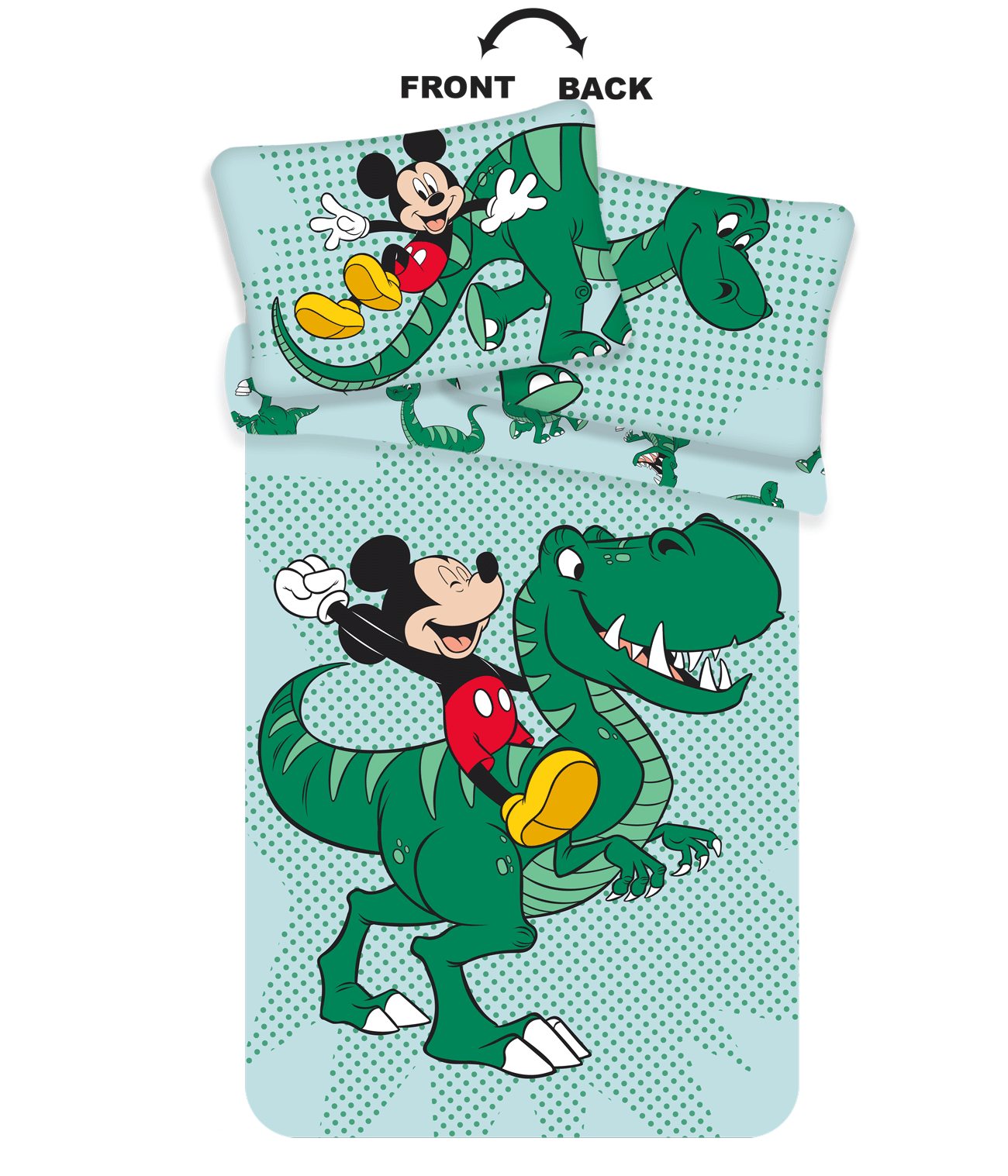 Levně Jerry Fabrics Povlečení do postýlky Mickey Dino baby 100x135, 40x60 cm