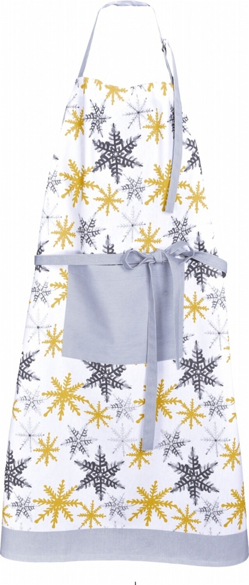 Forbyt Kuchyňská vánoční zástěra Šedé a žluté vločky 1261 Varianta: Kuchyňská vánoční zástěra Šedé a žluté vločky 1261 70x90 cm