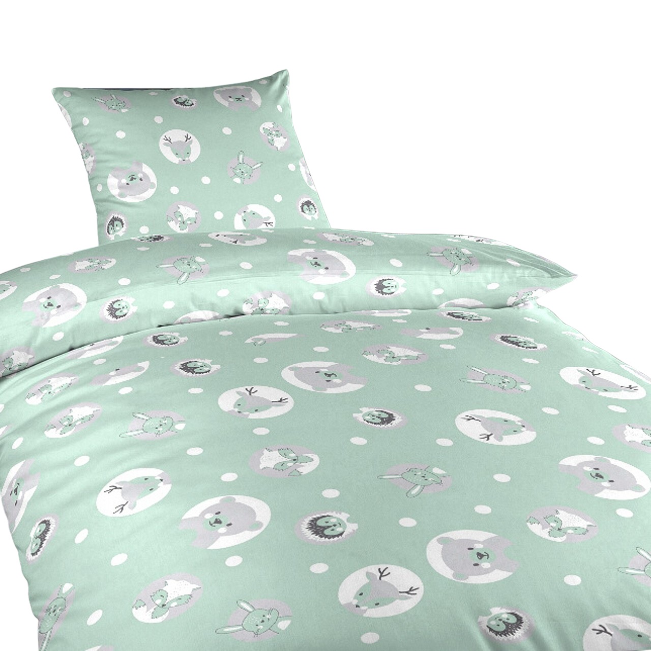 Dadka Povlečení bavlna Zvířátka mentolová Varianta: Povlečení bavlna Zvířátka mentolová 140x200, 70x90 cm