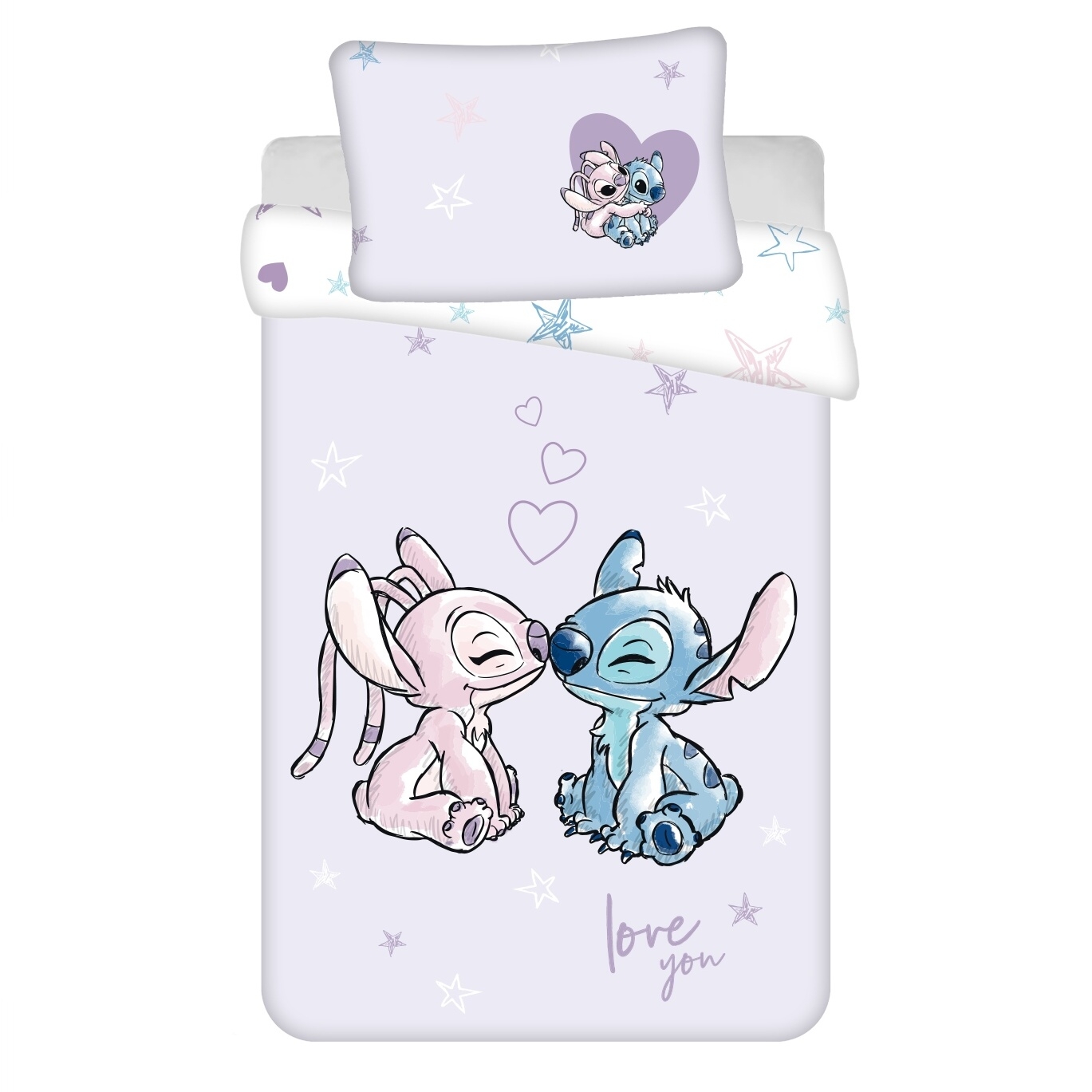 Levně Jerry Fabrics Povlečení do postýlky Lilo and Stitch Purple baby 100x135, 40x60 cm