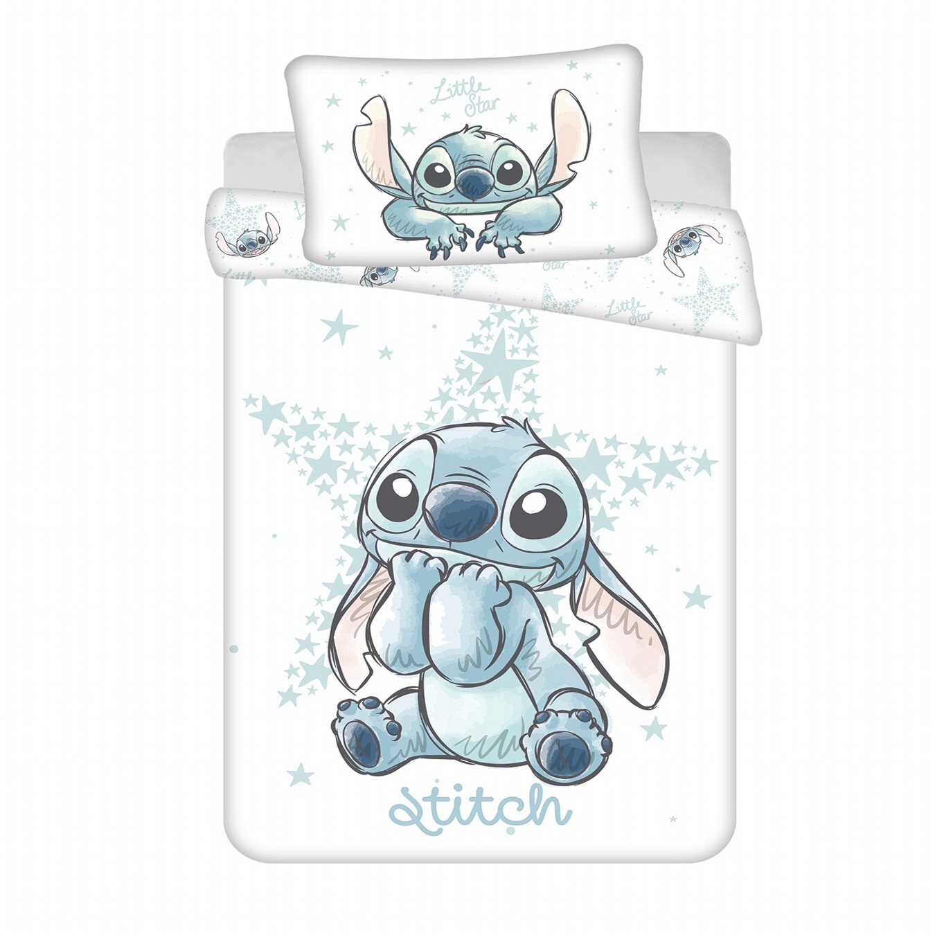 Levně Jerry Fabrics Povlečení do postýlky Lilo and Stitch White Star baby 100x135, 40x60 cm