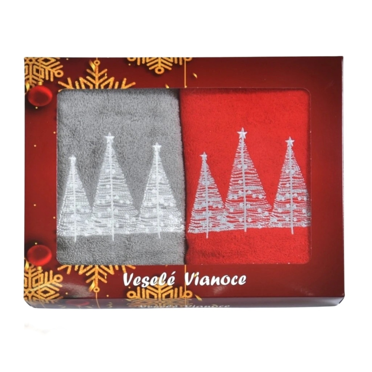 Praktik Dárková vánoční sada ručníků Stromky 2 ks Varianta: Dárková vánoční sada ručníků Stromky 50x100 cm 2 ks