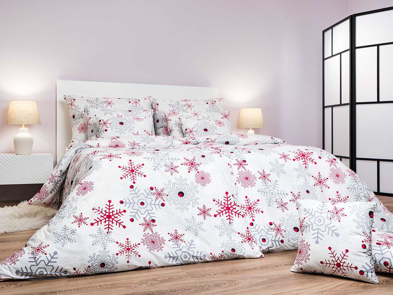 Dadka Povlečení krep Vločky šedé Varianta: Povlečení krep Vločky šedé 140x200, 70x90 cm