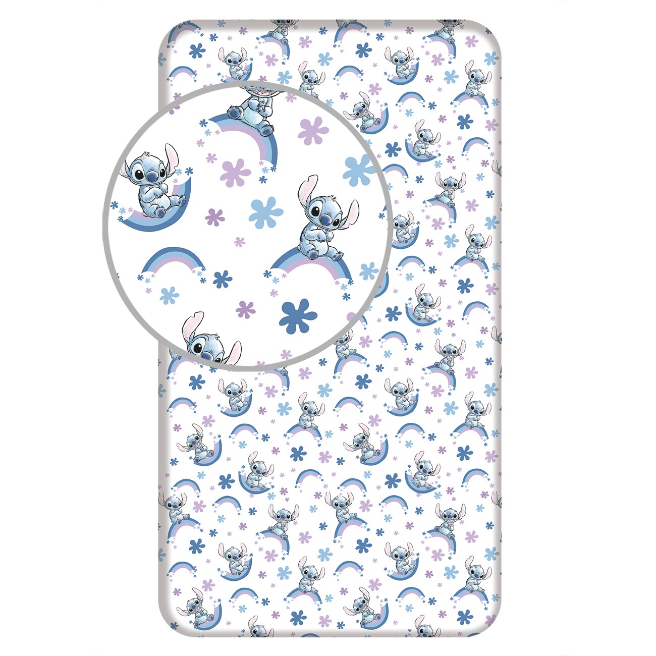 Levně Jerry Fabrics Prostěradlo Lilo and Stitch Rainbow 90x200x25 cm