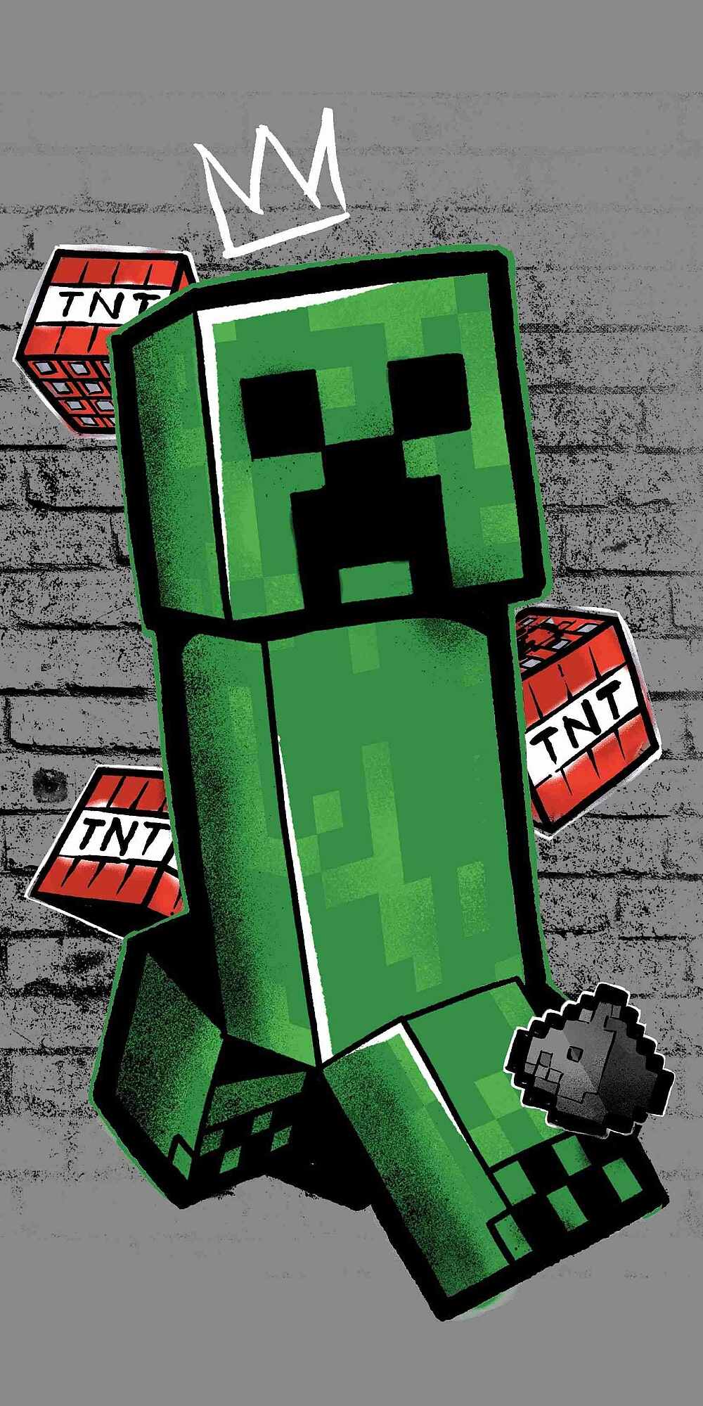 Levně Jerry Fabrics Osuška Minecraft Metro Art Creeper 70x140 cm