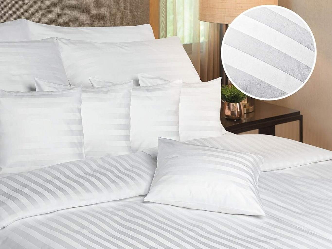 Dadka Povlečení atlas grádl bílé proužek 2 cm Varianta: Povlečení atlas grádl bílé proužek 2 cm 140x200, 70x90 cm