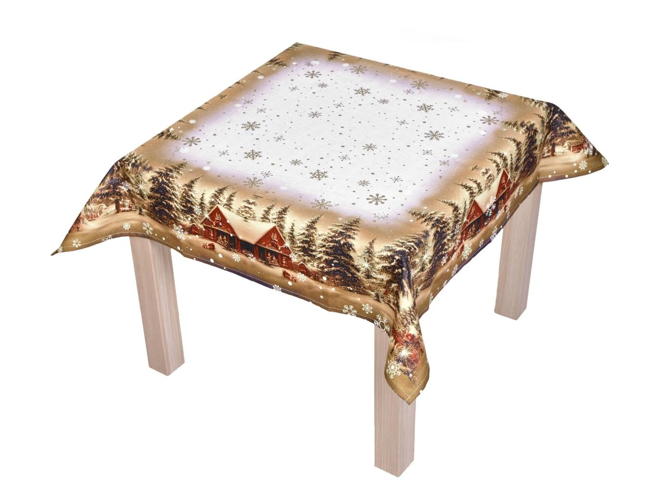 Forbyt Vánoční ubrus Zasněžená krajina 85x85 cm Varianta: Vánoční ubrus Zasněžená krajina CYH6019R 85x85 cm