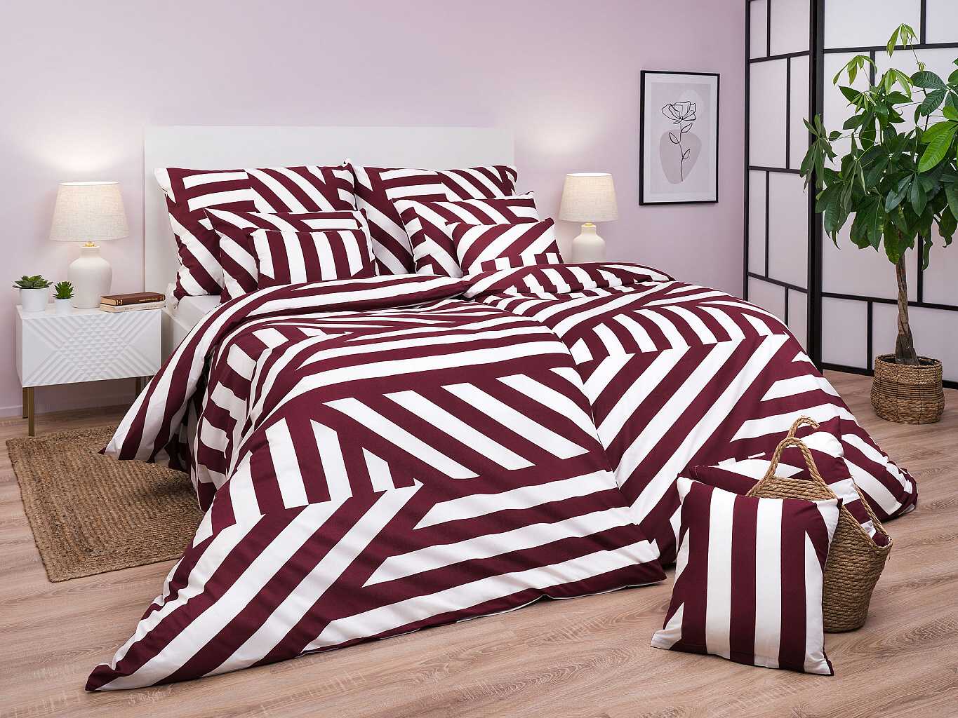 Dadka Povlečení bavlna Zebra bordó Varianta: Povlečení bavlna Zebra bordó 140x200, 70x90 cm