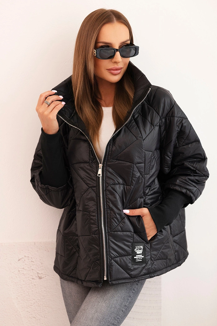 Kesi Dámská prošívaná bunda 5705 s krátkým střihem a stojáčkem Barva: Černá, Velikost: UNI