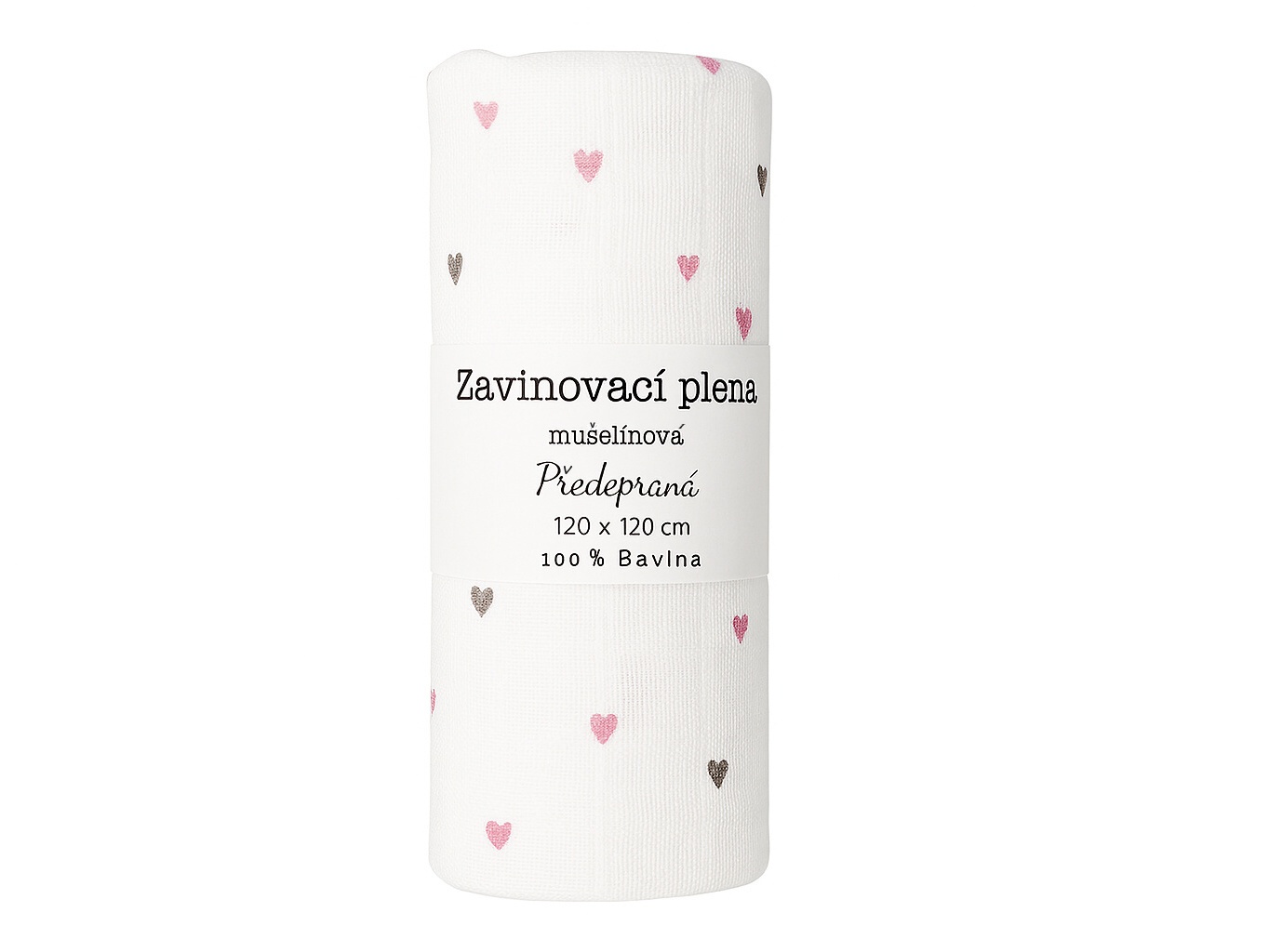 Prem International Zavinovací plena 120x120 cm Fialová srdíčka (balení 1 ks)