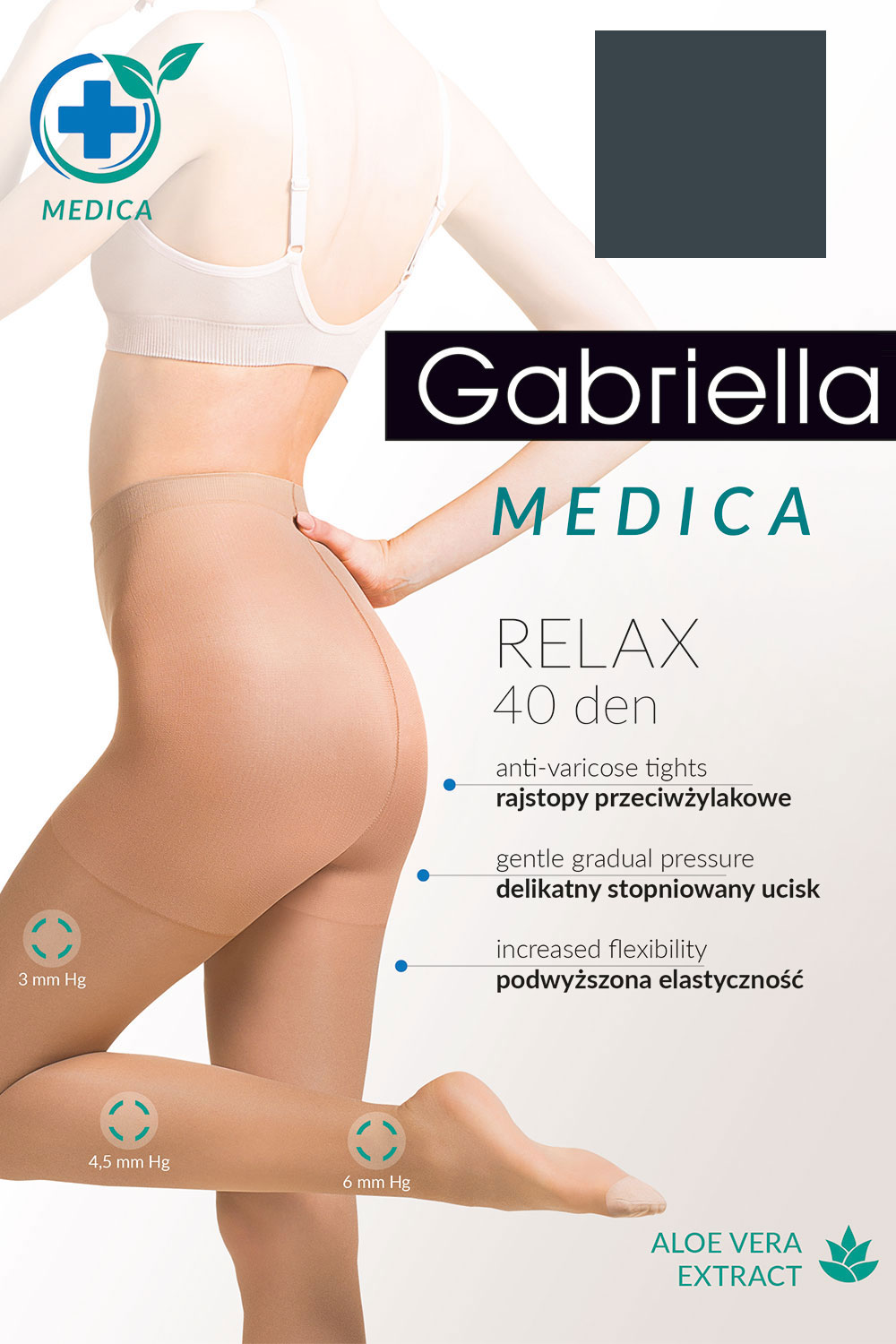 Silonkové punčocháče Gabriella Medica Relax 40 DEN Code 111 Barva: Šedá, Velikost: 3-M