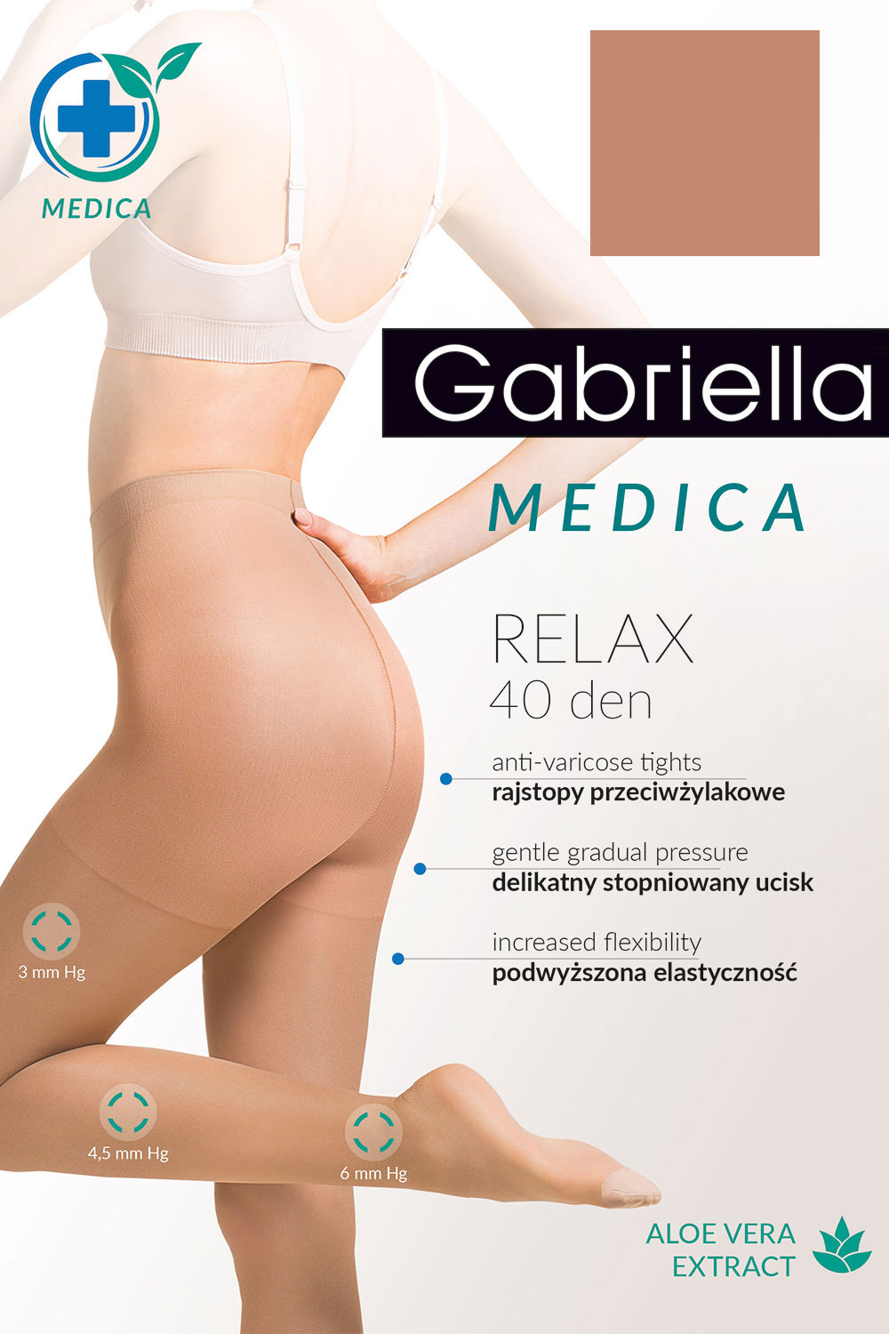 Silonkové punčocháče Gabriella Medica Relax 40 DEN Code 111 Barva: Béžová, Velikost: 4-L