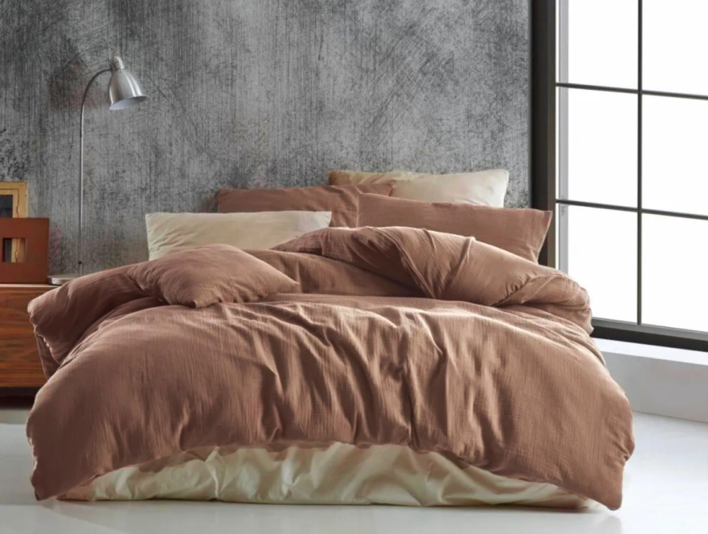 Kvalitex Mušelínové povlečení 140x200, 70x90cm hnědé