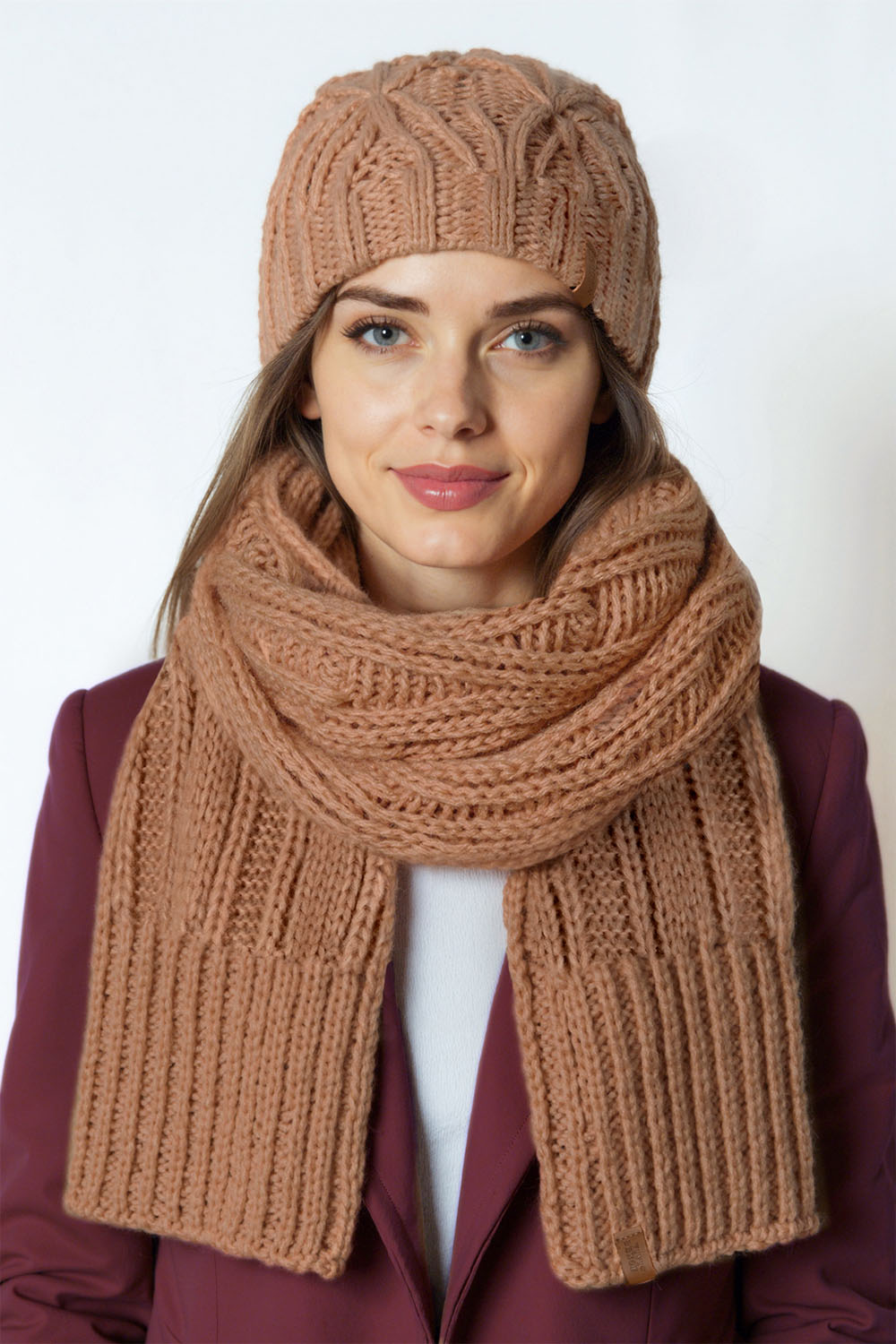 Komplet čepice a šála Vivisence 70112Kmpl Barva: Béžová, Velikost: UNI