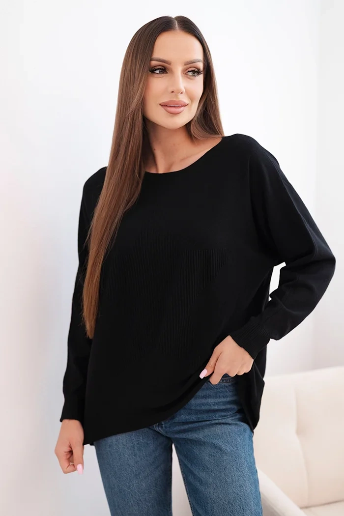 Kesi Dámský svetr R2029 s delším zadním dílem Barva: Černá, Velikost: UNI