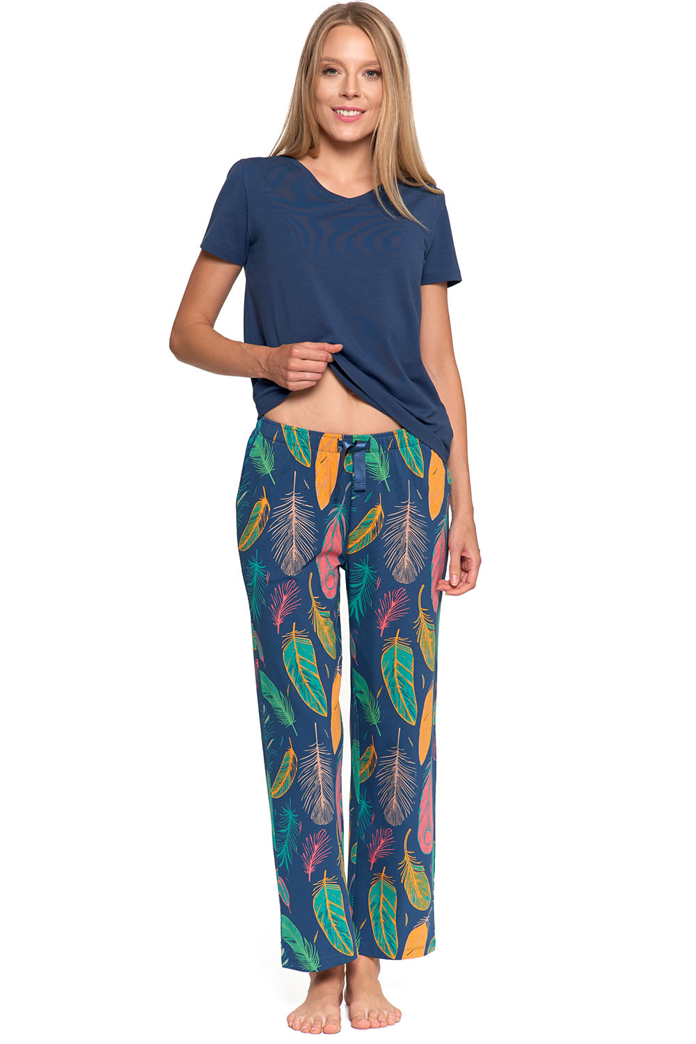 Dámské pyžamo Moraj PDD4600-016 Barva: Modrá - tmavě, Velikost: 2XL