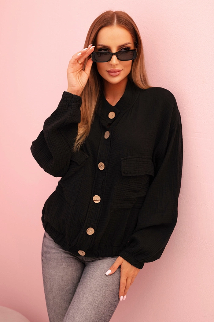 Dámská mušelínová košile s dlouhým rukávem černá UNI