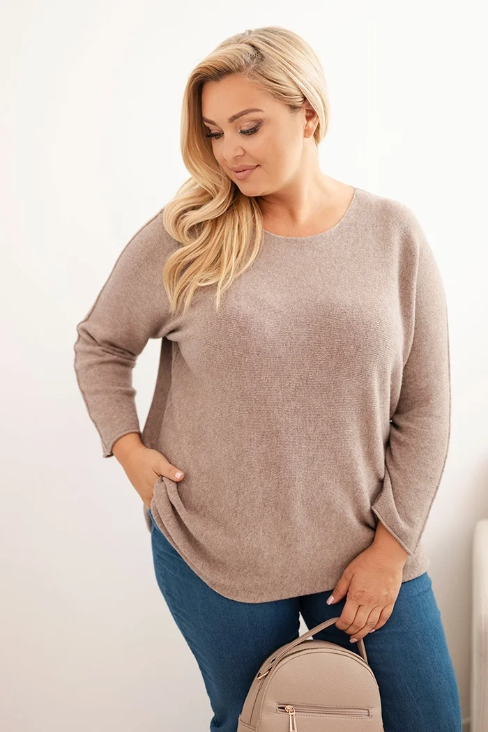 Dámský svetr plus size s lodičkovým výstřihem fango UNI