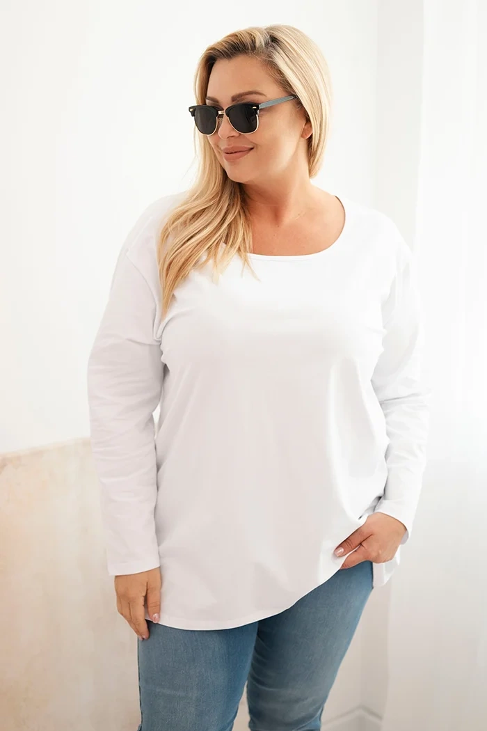 Kesi Dámská blůza Plus Size s lodičkovým výstřihem meruňková Barva: Bílá, Velikost: 4XL/5XL