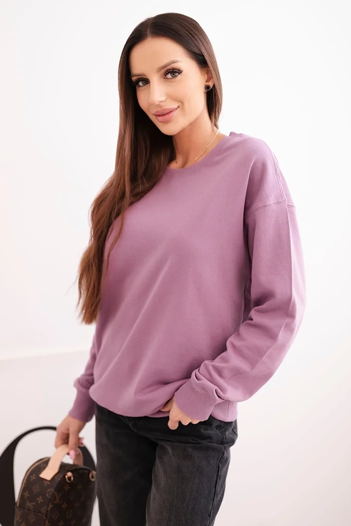 Kesi Dámská mikina z pružného bavlněného materiálu basic s kulatým výstřihem Barva: Růžová - tmavě, Velikost: L