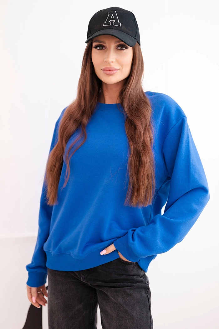 Kesi Dámská mikina z bavlny basic s kulatým výstřihem Barva: Fialová, Velikost: L