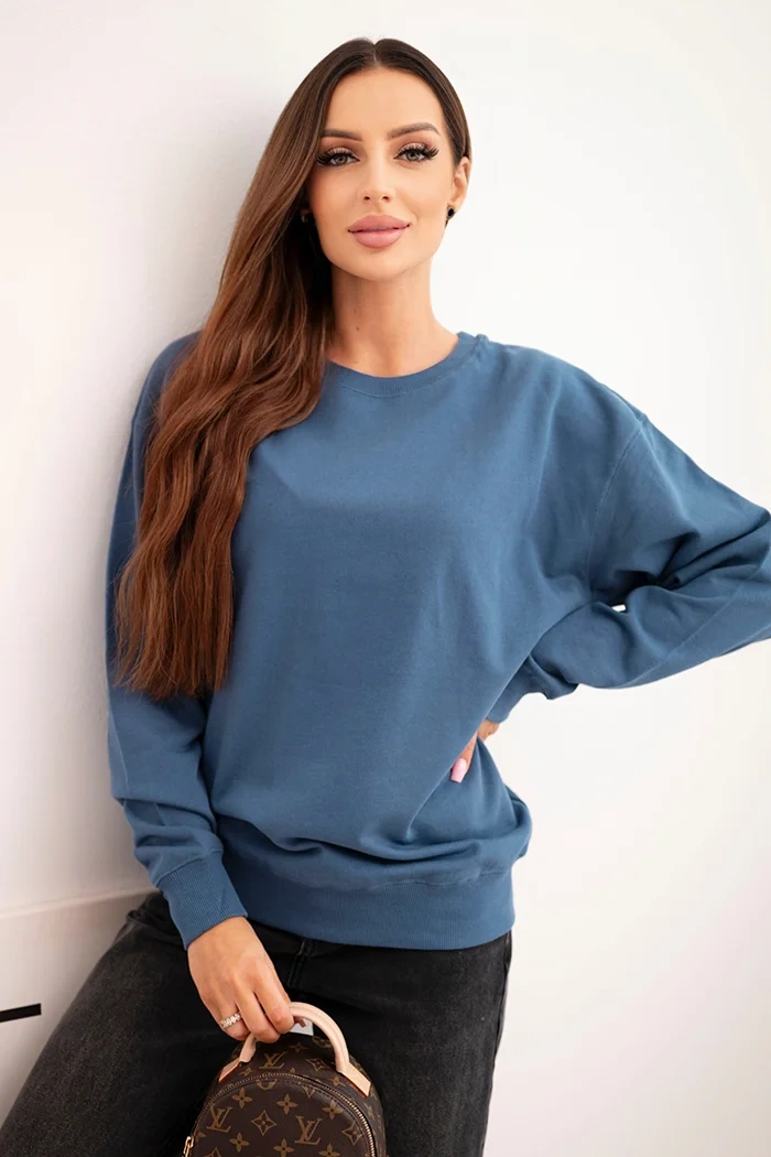 Kesi Dámská mikina z bavlny basic s kulatým výstřihem Barva: Modrá, Velikost: M