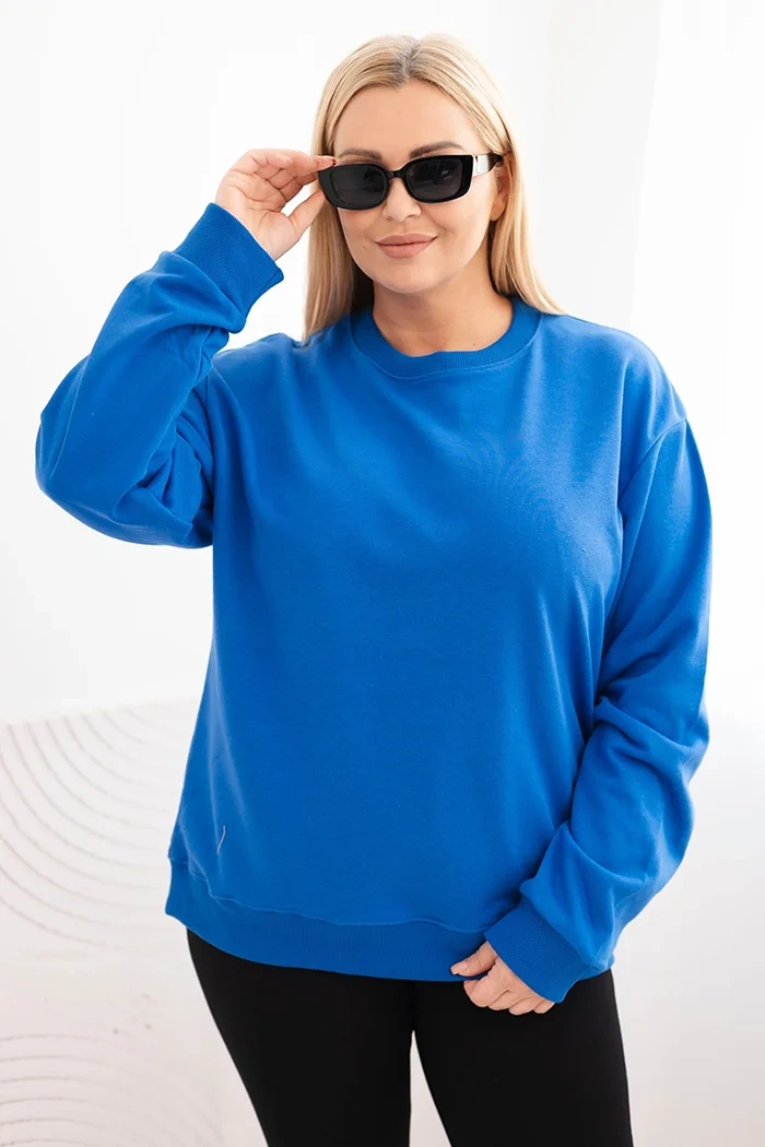 Kesi Dámská mikina s kroužkovým designem Plus Size bavlněná basic s kulatým výstřihem Barva: Fialová, Velikost: 2XL