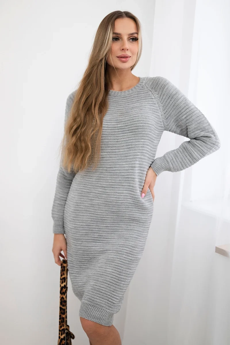 Kesi Pletené šaty Margo s dlouhým rukávem Barva: Šedá, Velikost: UNI