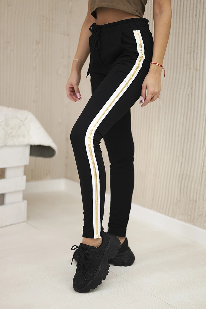 Kesi Bavlněné kalhoty Diva se zlatým proužkem Velikost: 4XL