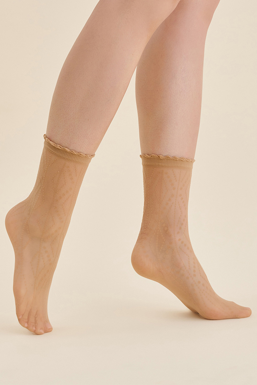 TENKÉ PONOŽKY - VZOR LOMA béžová UNI