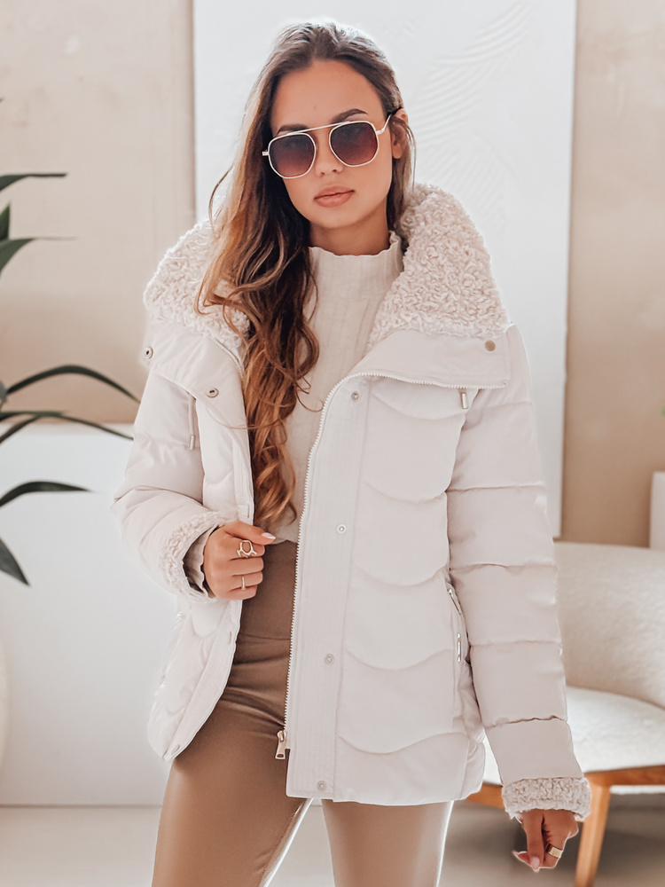 Dámská zimní bunda WARMMISS Dstreet TY4921 s kapucí Barva: Bílá, Velikost: S