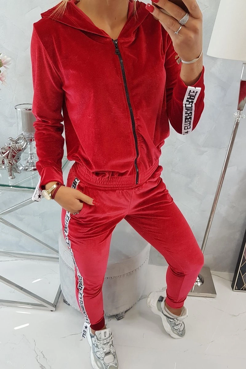 Kesi Velurová souprava s ozdobnými stuhami červená Barva: Červená, Velikost: UNI