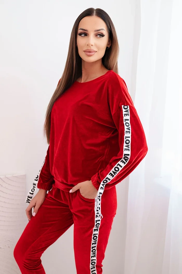 Kesi Velurová souprava Love grey Barva: Červená, Velikost: UNI