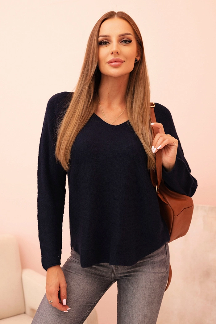 Dámský svetr s viskózou a véčkovým výstřihem granátový UNI