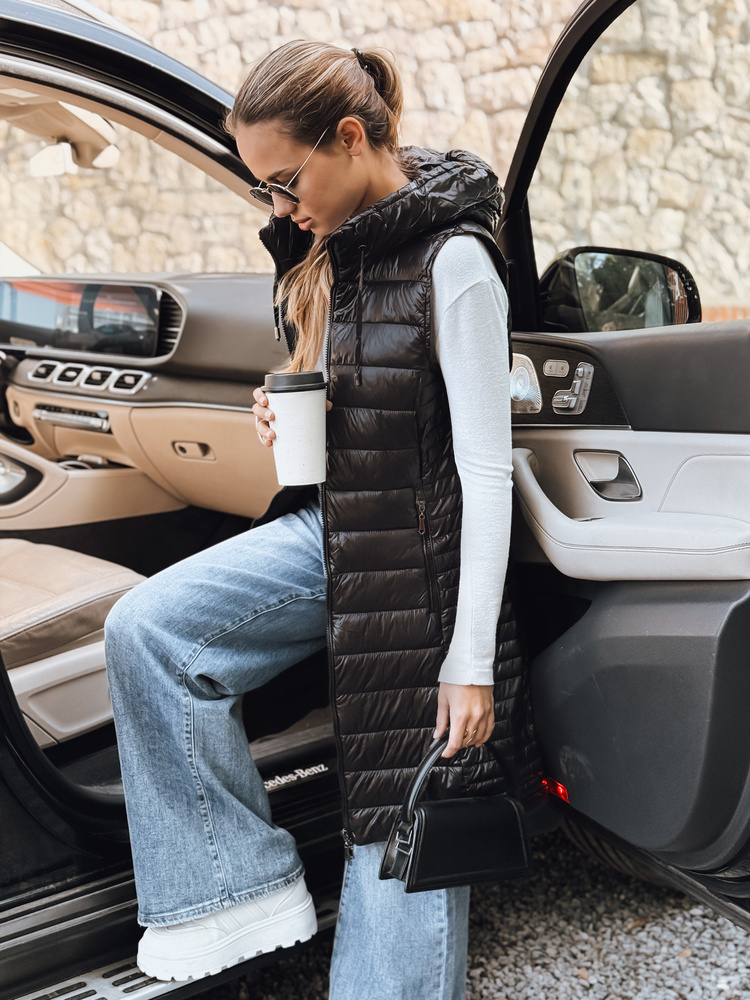 Dámská prošívaná vesta s kapucí Dstreet TY5254 Barva: Černá, Velikost: S