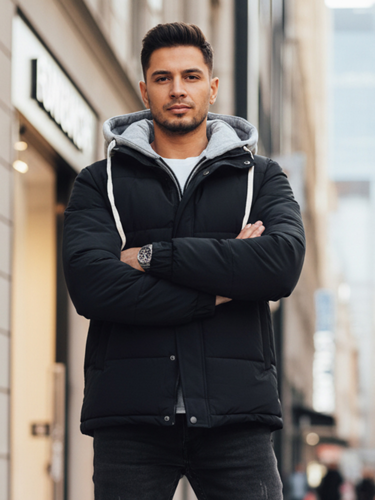 Pánská zimní bunda s kapucí Dstreet TX5101 Barva: Modrá, Velikost: XL