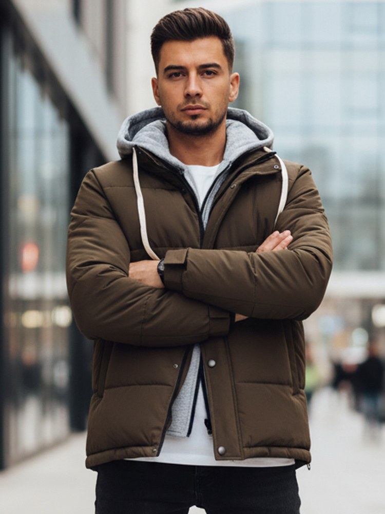 Pánská zimní bunda s kapucí Dstreet TX5101 Barva: Béžová, Velikost: L