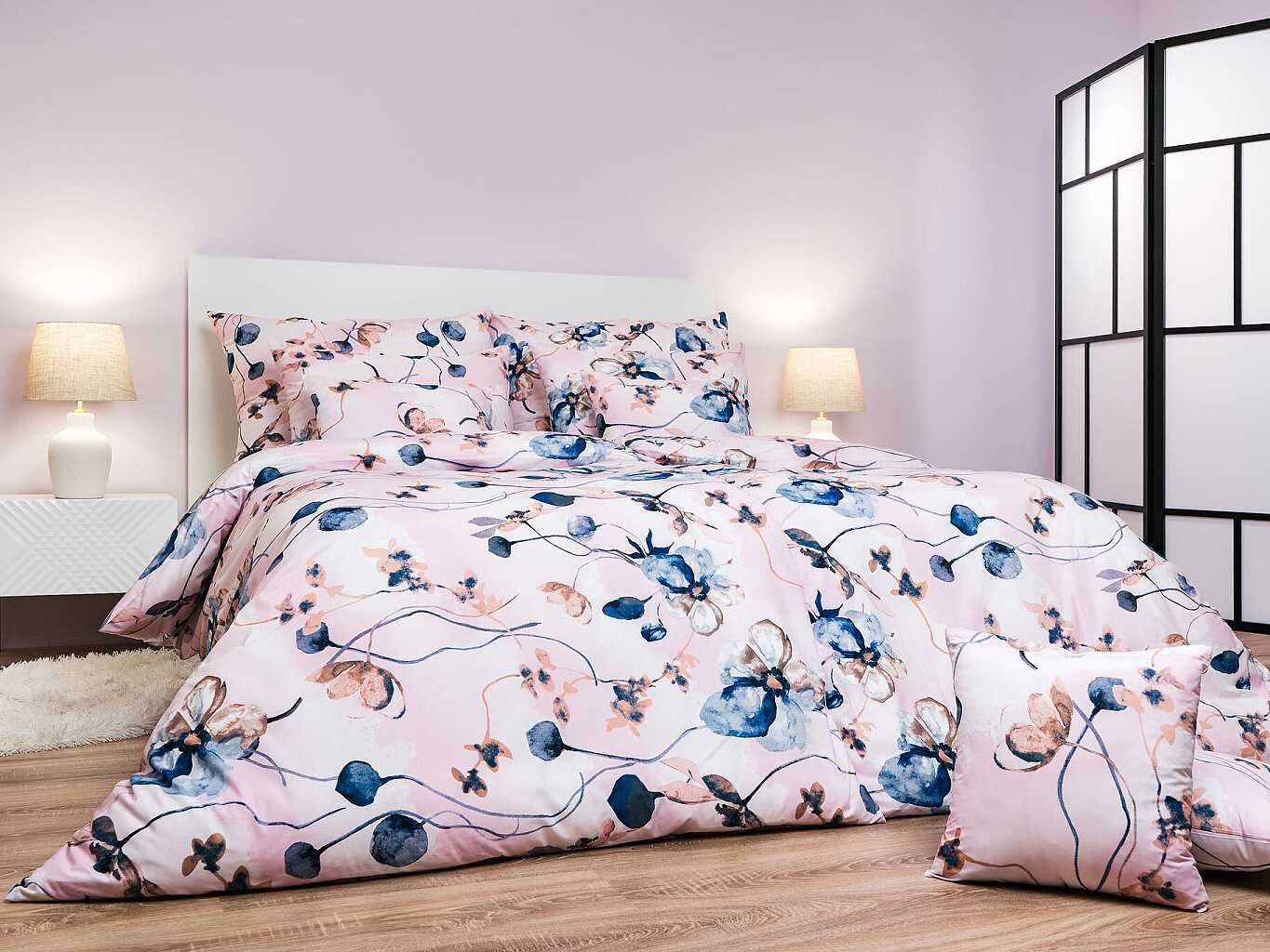 DADKA VRACOV Povlečení krep Bloom elegance pudrová 140x200, 70x90 cm