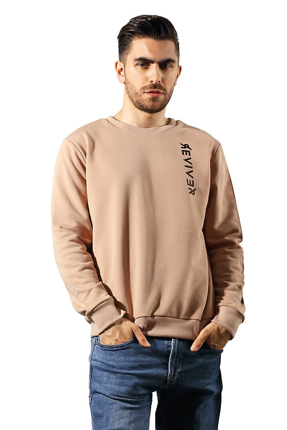 Pánská mikina Reviver F5598 Barva: Béžová, Velikost: S