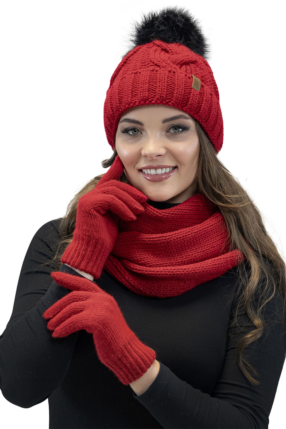 Komplet Vivisence 7014 Kmpl+R čepice, šála, rukavice Barva: Červená, Velikost: UNI