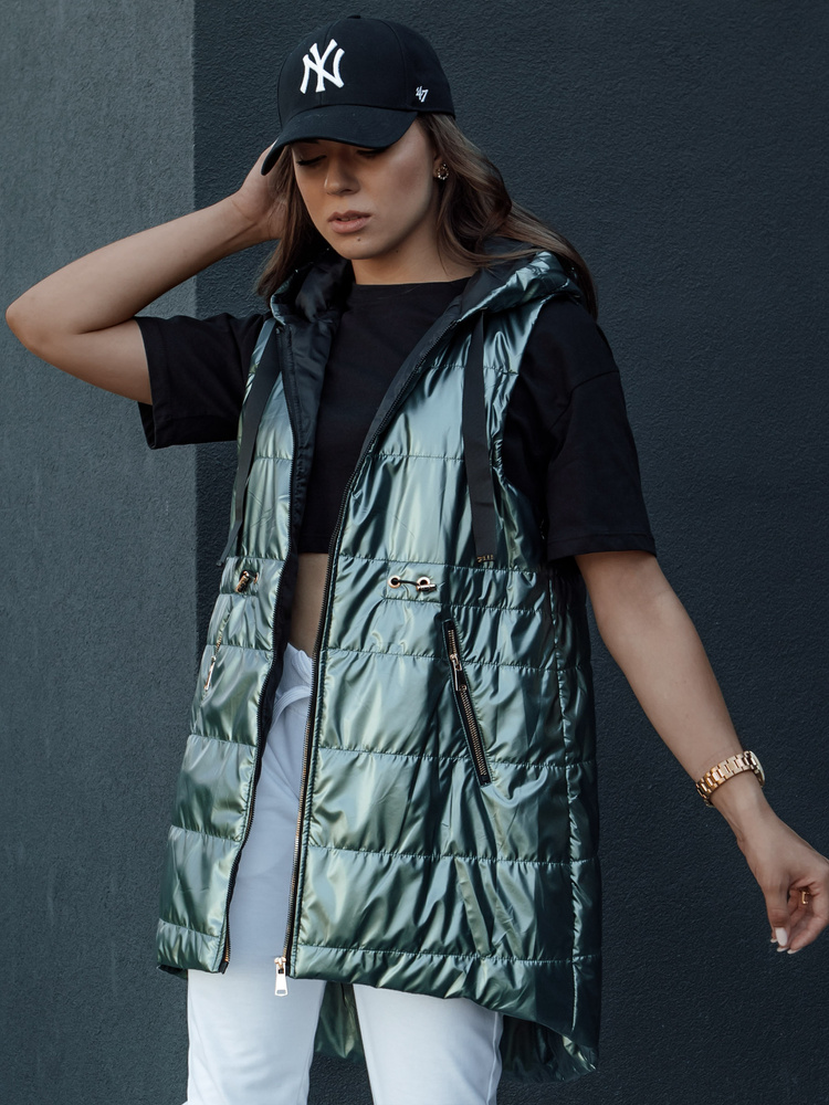 Dámská vesta prošívaná PIXIECODE Dstreet TY4437 Barva: Zelená, Velikost: L