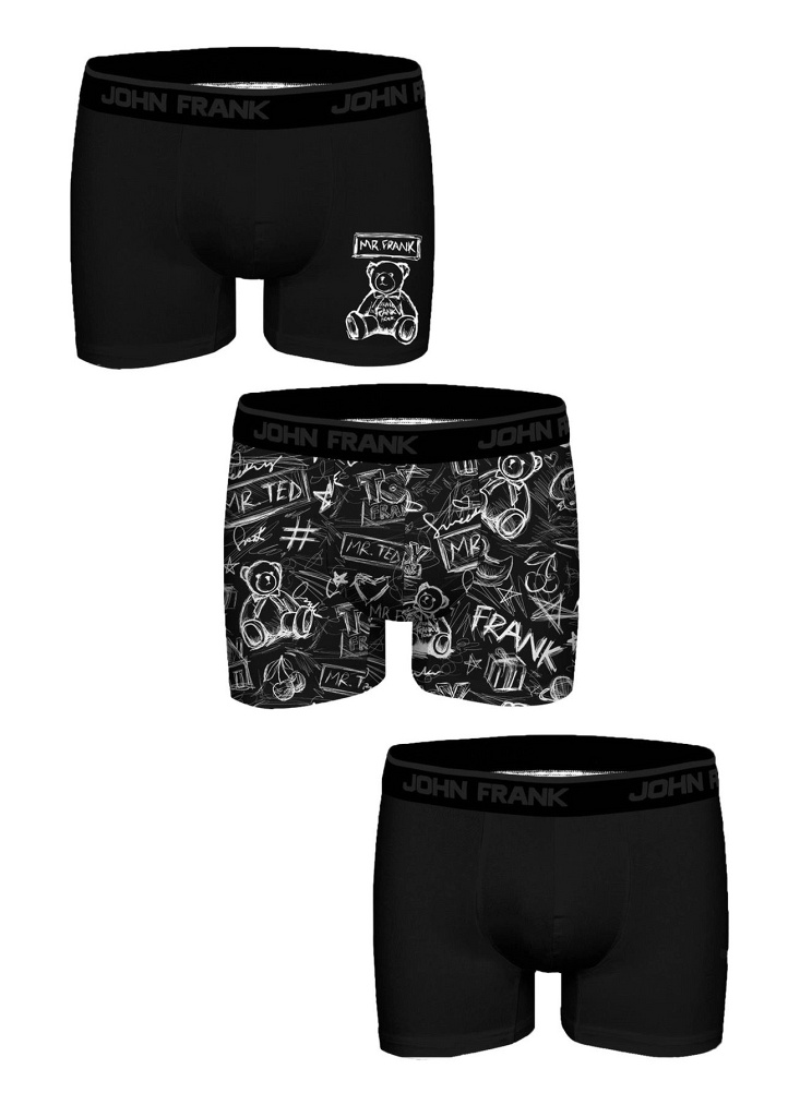 Pánské boxerky John Frank JF3BFUN303 3PACK Barva: Černá, Velikost: XXL
