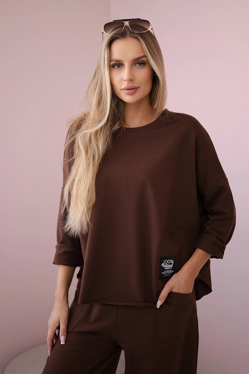 Bavlněná mikina kalhoty set hnědý UNI