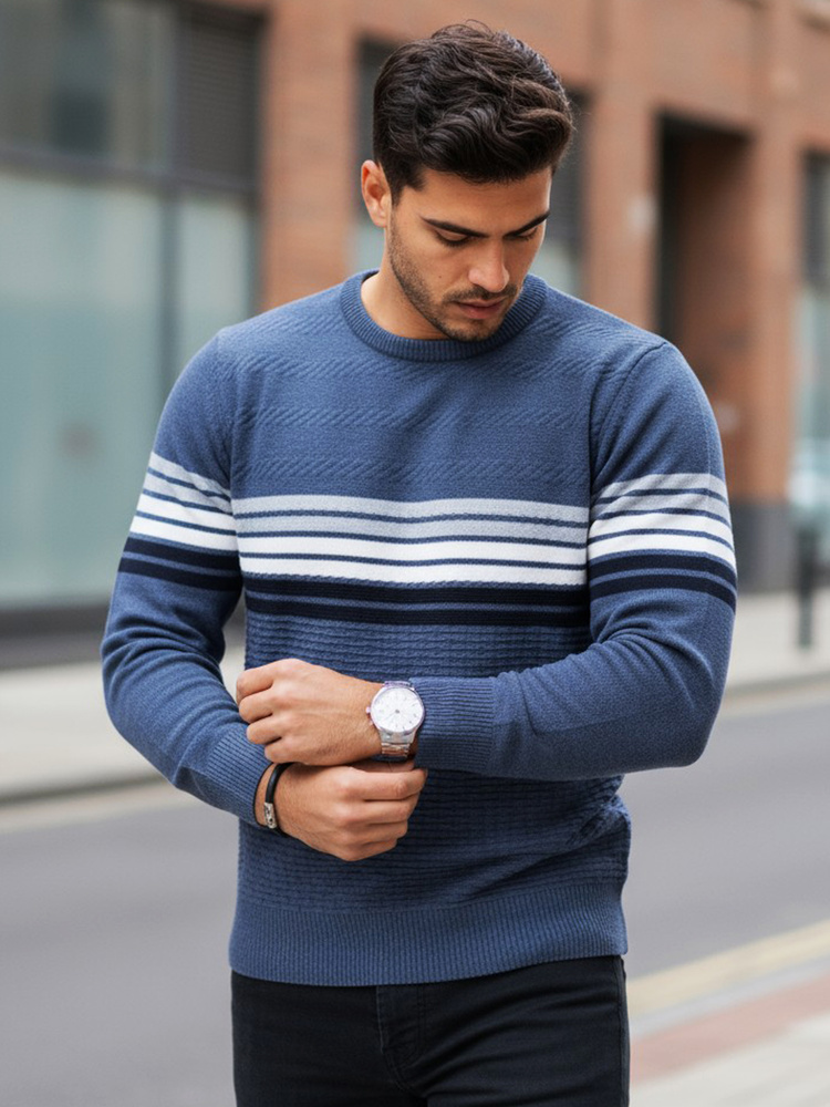 Pánský svetr Dstreet WX2322 Barva: Modrá - světle, Velikost: M