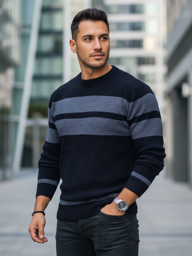 Pánský svetr Dstreet WX2329 Barva: Modrá - tmavě, Velikost: XL